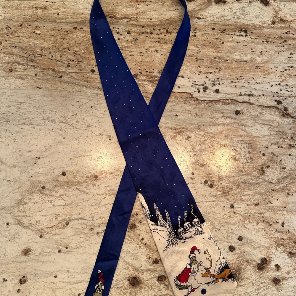 Dr. Seuss Festive Blue Tie with Santa Design
